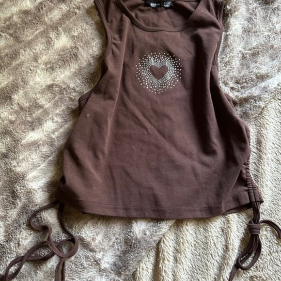 Tops - heart brown halter top